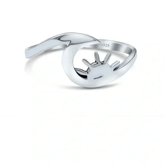 925 Sterling Silver Sunset Wave Band Ring. - Picture 2 of 3